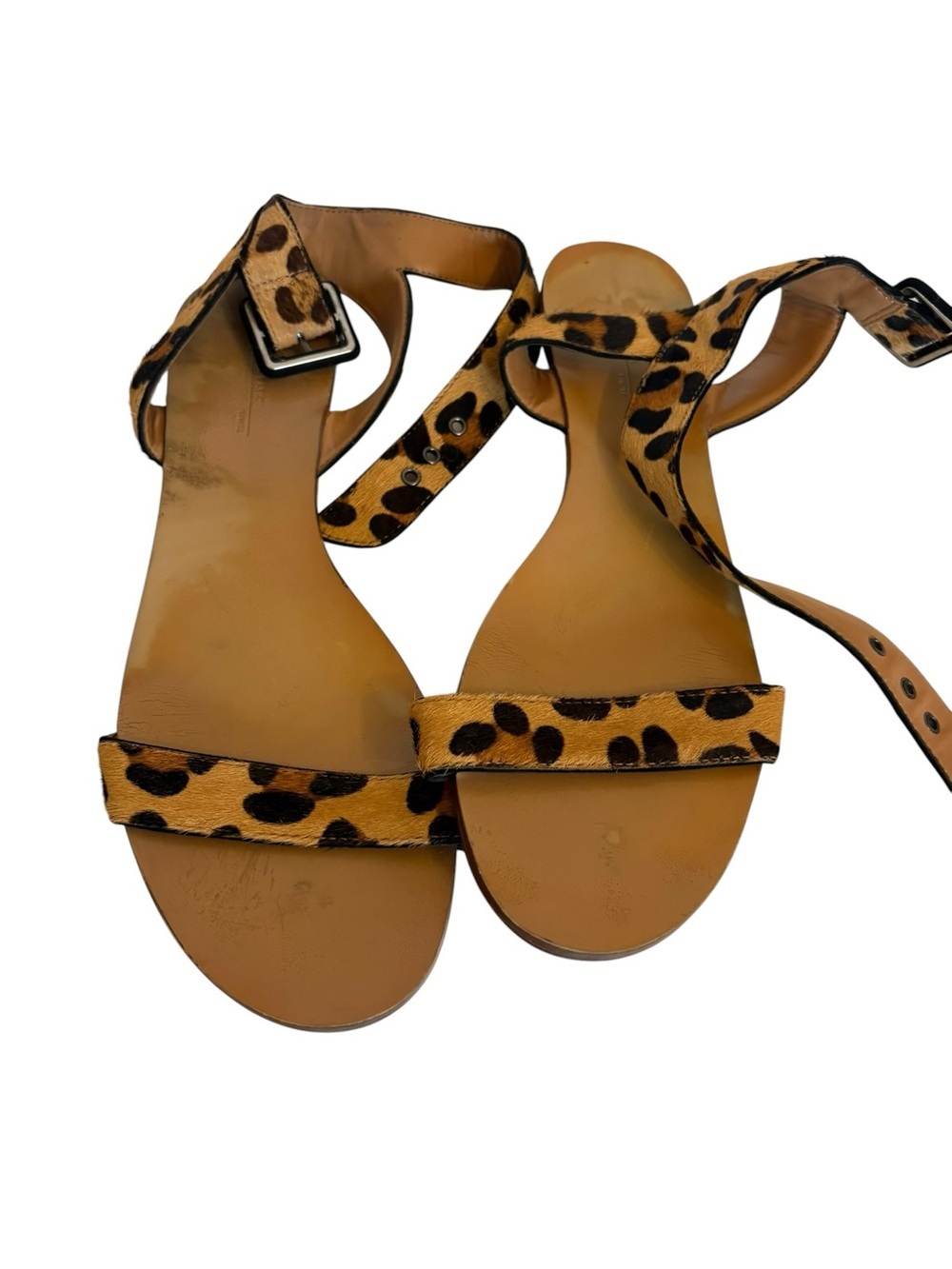 Zara Leopard Print Ankle-Strap Sandals - Tan/Black